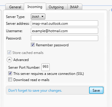 Updating cached messages outlook 2010 imap settings
